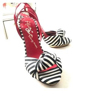 Alice and Olivia sexy red and white strappy heels!